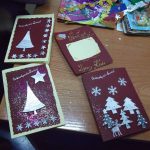 Kartki świąteczne wykonane przez uczestników warsztatów