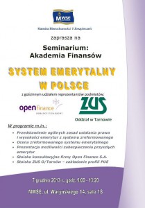 Plakat seminarium finansowe