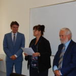 Ogłoszenie wyników od lewej stoją dr Mirosław Cholewiński, dr Sabina Kurzawa, dr Jan Rajmund Paśko