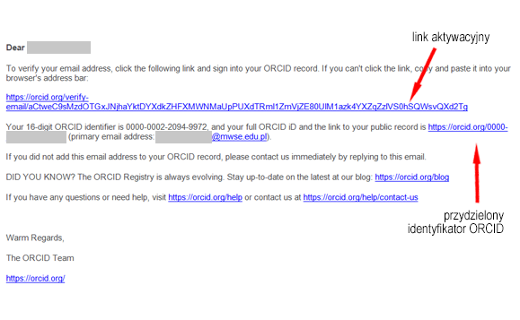 ORCID e-mail